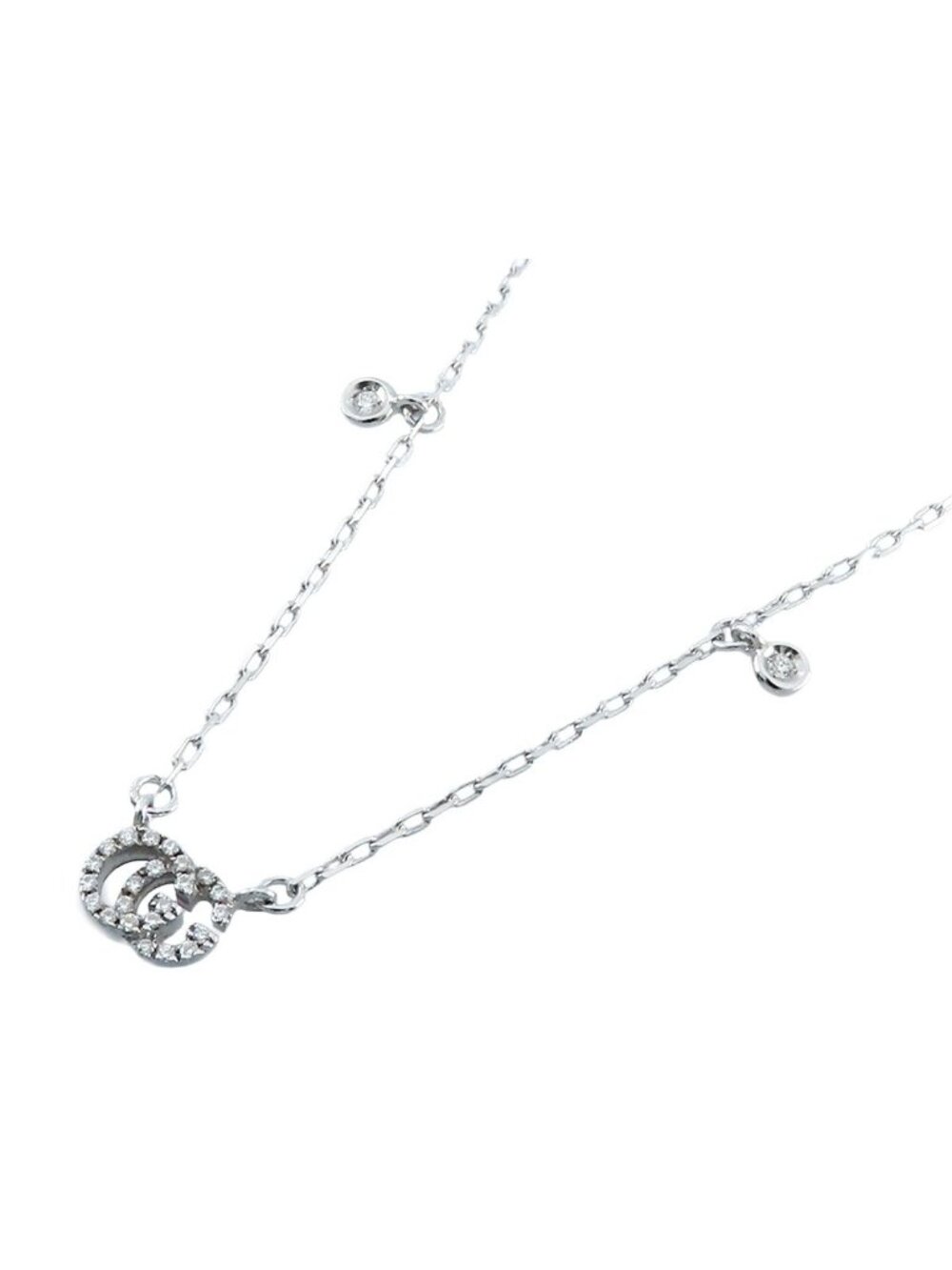 Gucci GG Running Necklace White Gold 18k Diamond Double G Pendant